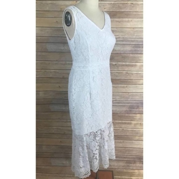 NWT Nanette Lepore Optic White Lace Midi Dress - 8 - Picture 6 of 12